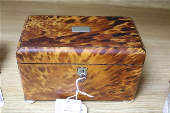 A tortoiseshell tea caddy